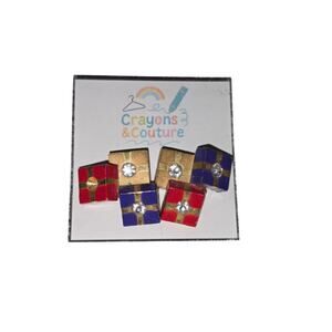 5/$18 VTG 91 Avon Christmas Holiday Present Stud Pierced Earring Missing stone